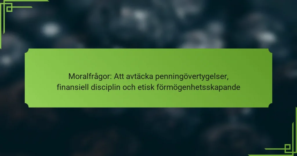 Moralfrågor: Att avtäcka penningövertygelser, finansiell disciplin och etisk förmögenhetsskapande