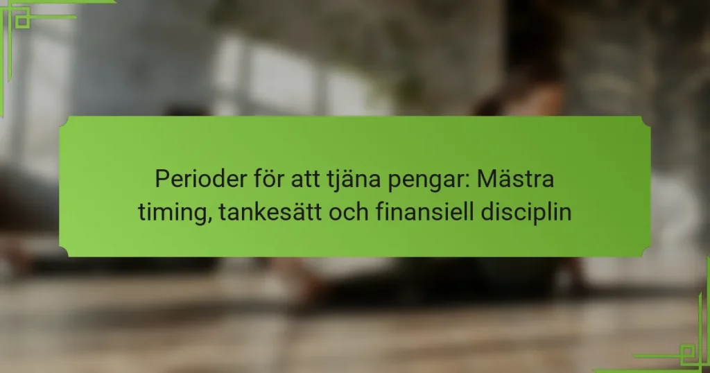 Perioder för att tjäna pengar: Mästra timing, tankesätt och finansiell disciplin