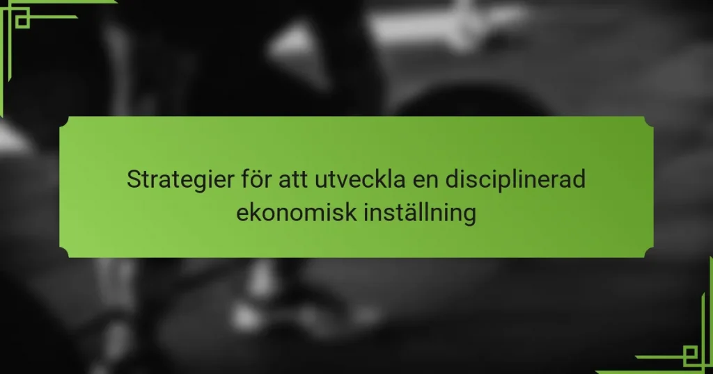 Strategier för att utveckla en disciplinerad ekonomisk inställning