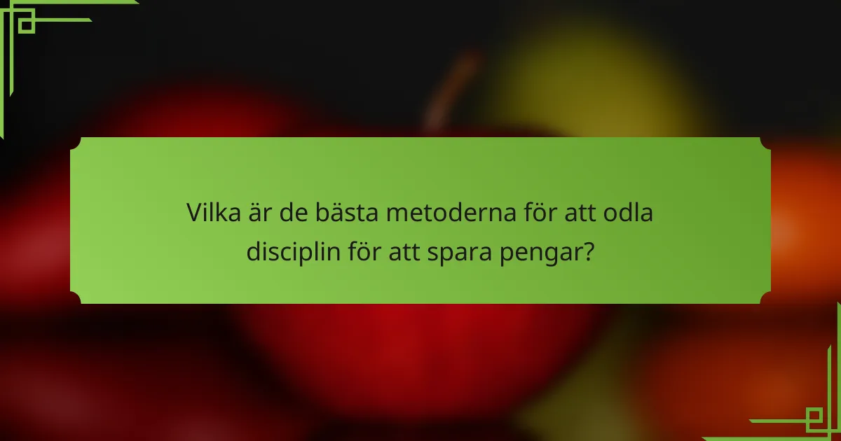 Vilka är de bästa metoderna för att odla disciplin för att spara pengar?