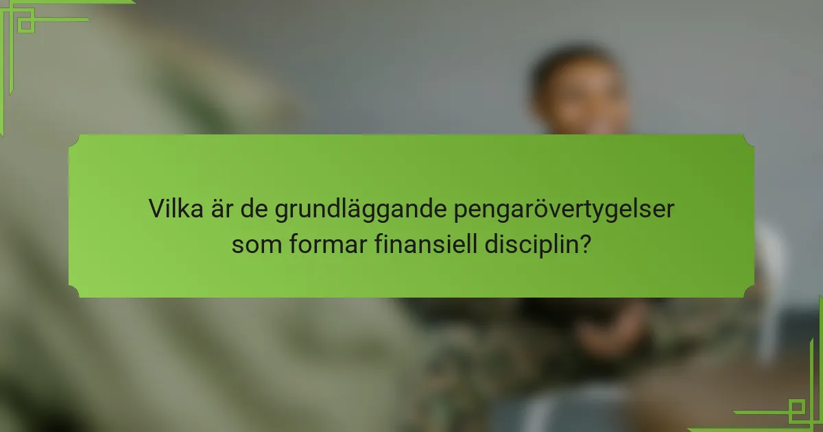 Vilka är de grundläggande pengarövertygelser som formar finansiell disciplin?