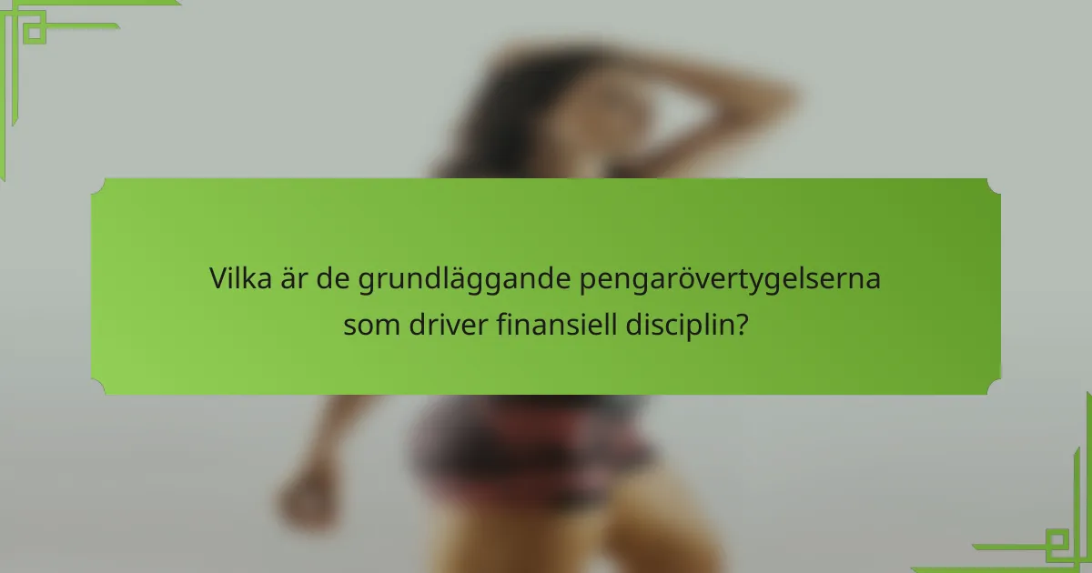 Vilka är de grundläggande pengarövertygelserna som driver finansiell disciplin?
