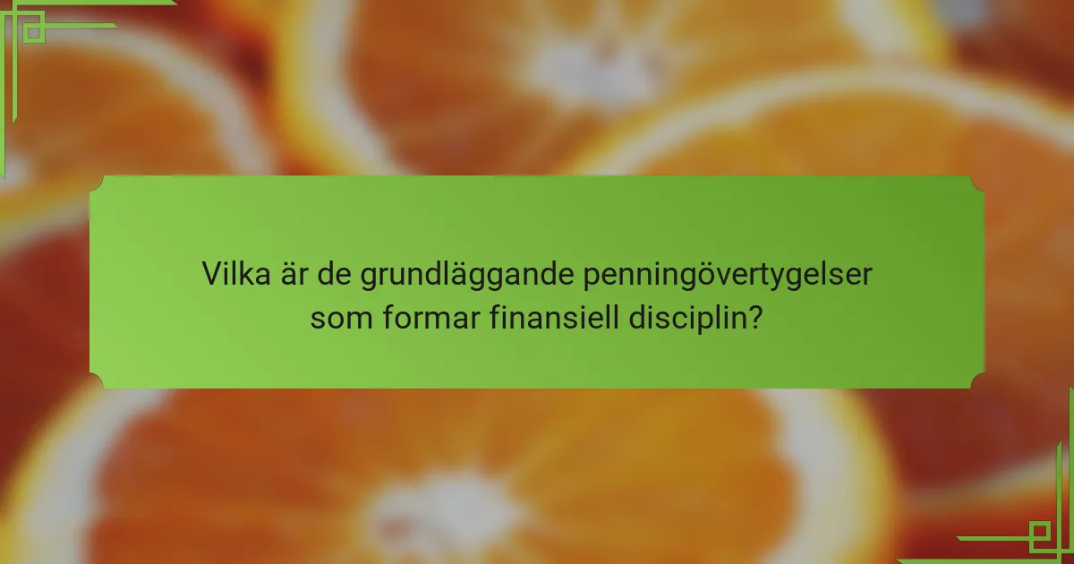 Vilka är de grundläggande penningövertygelser som formar finansiell disciplin?