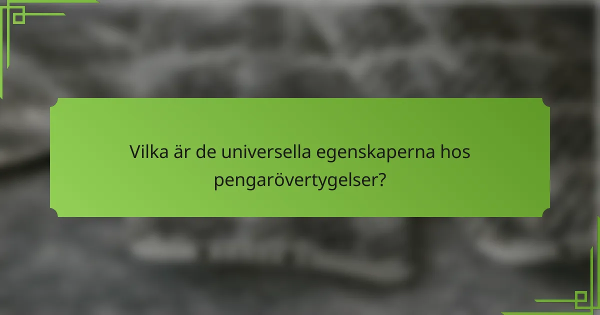 Vilka är de universella egenskaperna hos pengarövertygelser?