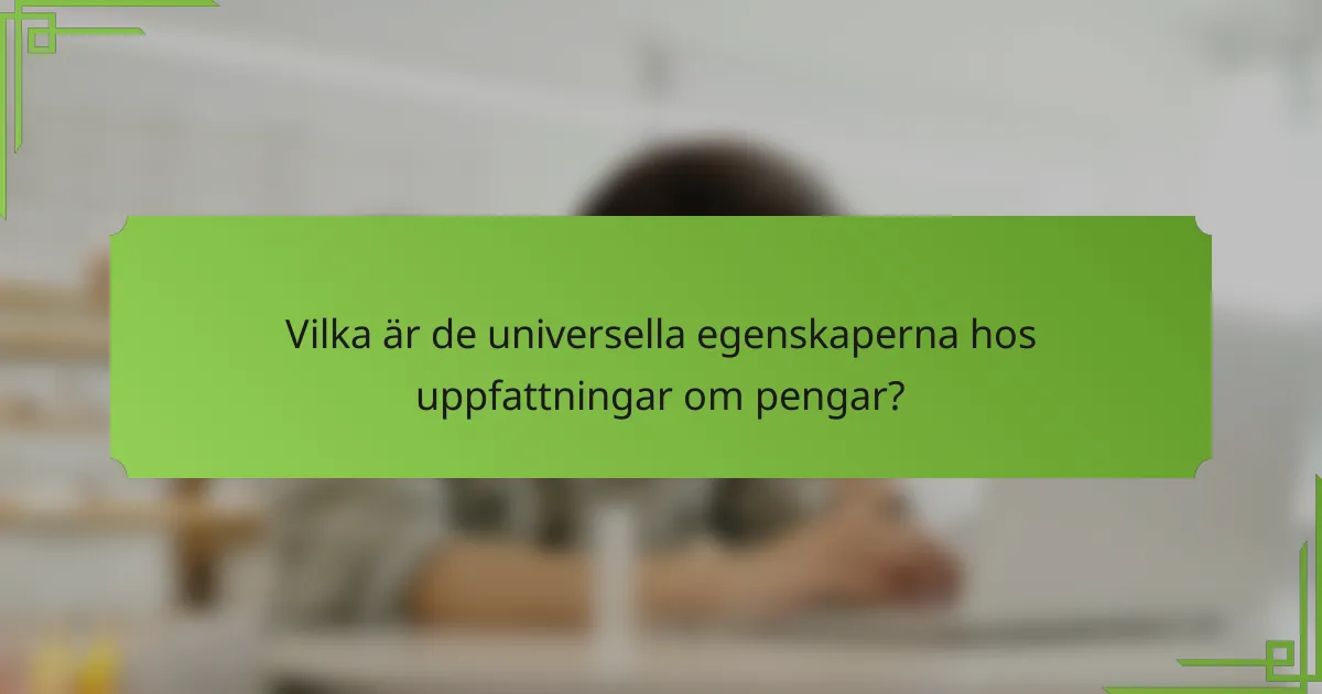 Vilka är de universella egenskaperna hos uppfattningar om pengar?