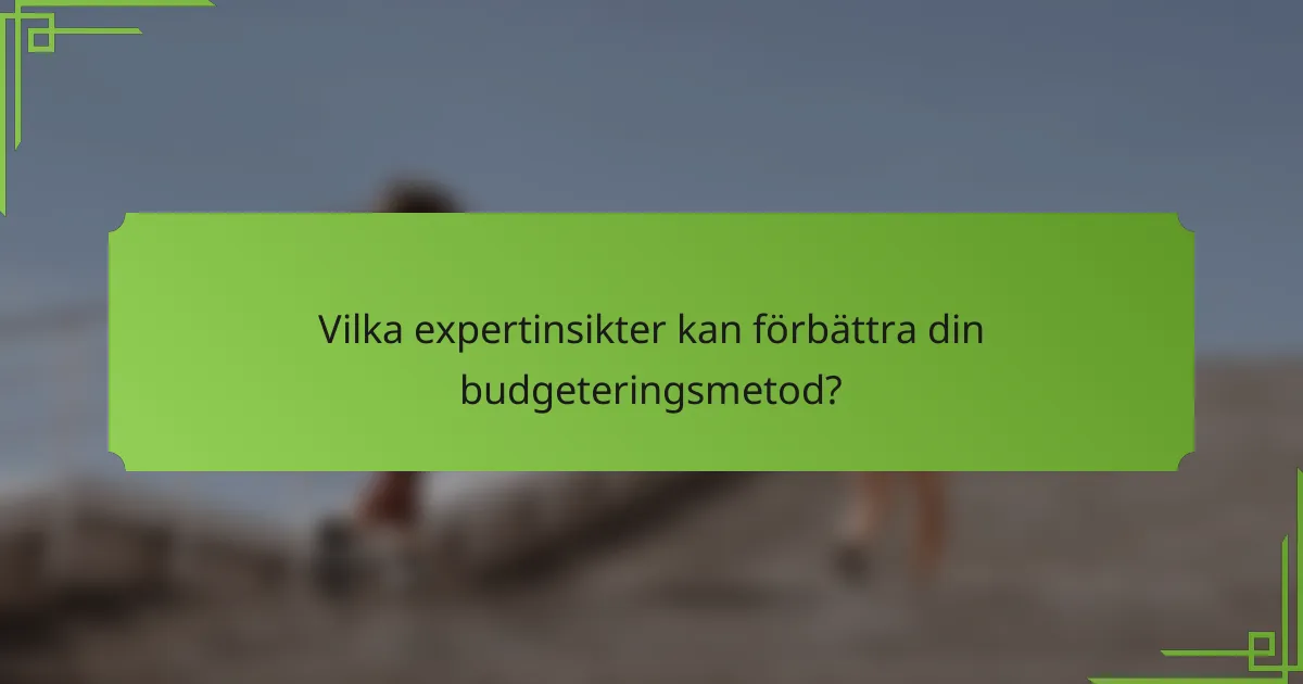 Vilka expertinsikter kan förbättra din budgeteringsmetod?