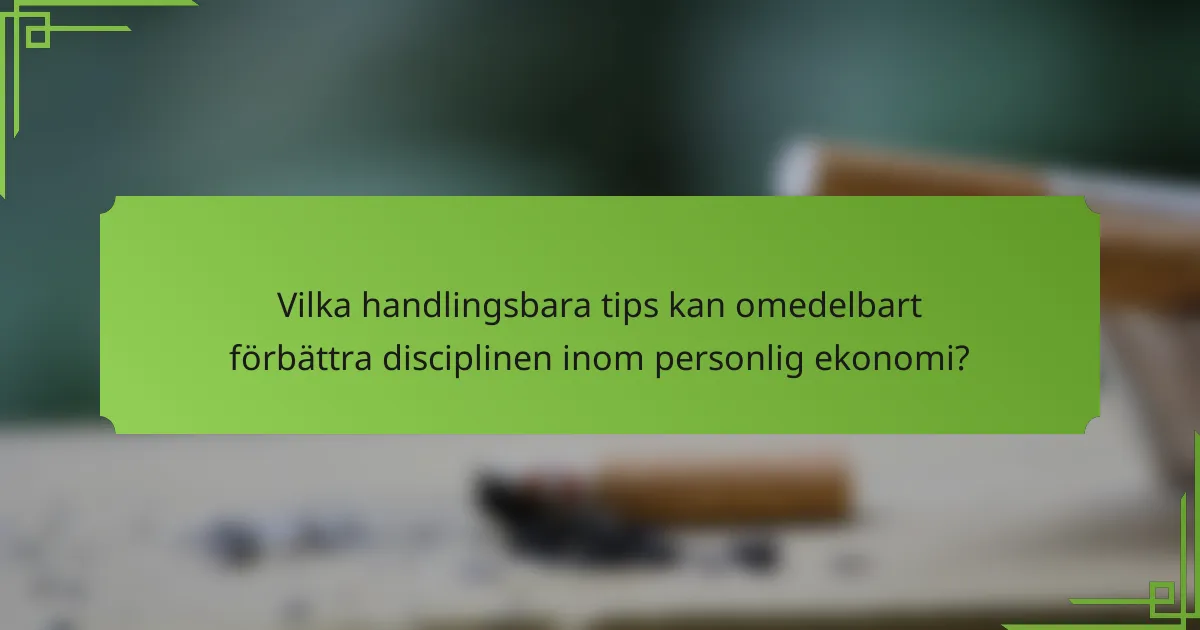Vilka handlingsbara tips kan omedelbart förbättra disciplinen inom personlig ekonomi?