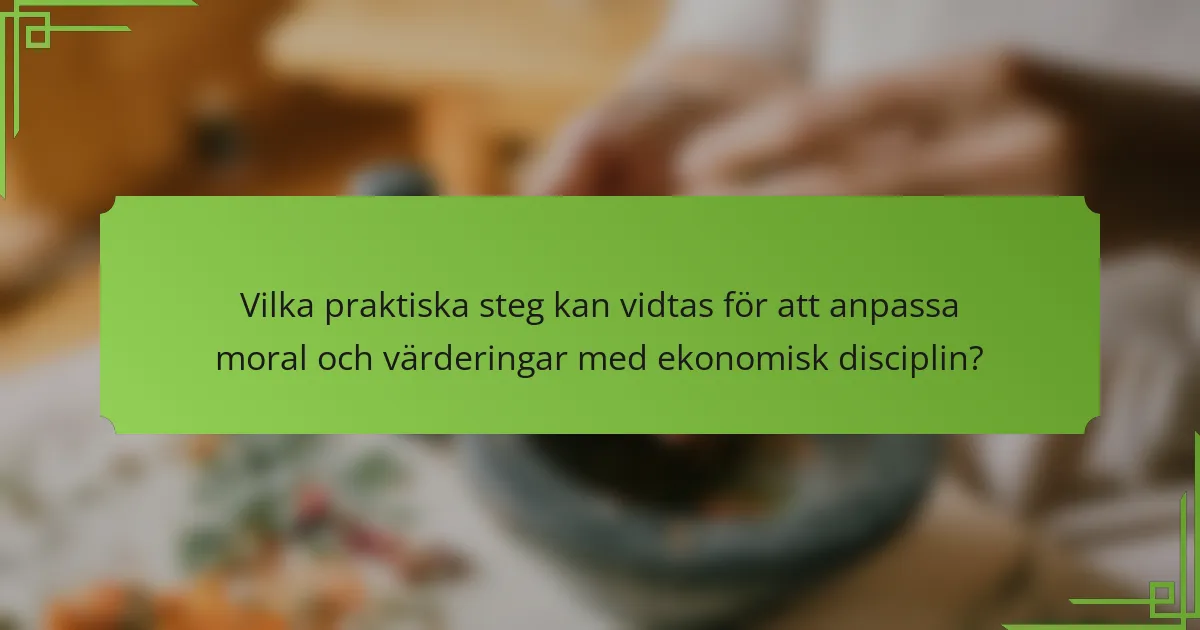 Vilka praktiska steg kan vidtas för att anpassa moral och värderingar med ekonomisk disciplin?