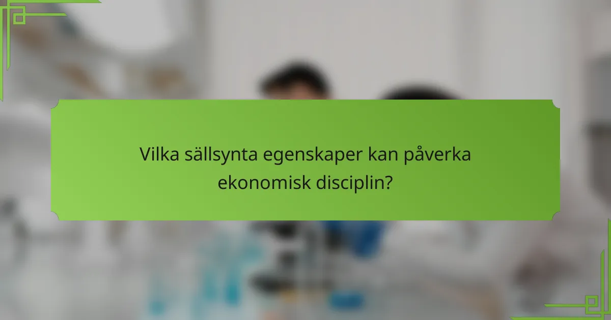Vilka sällsynta egenskaper kan påverka ekonomisk disciplin?