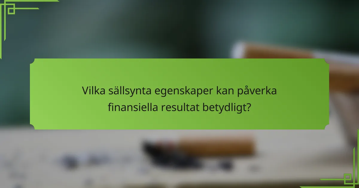 Vilka sällsynta egenskaper kan påverka finansiella resultat betydligt?