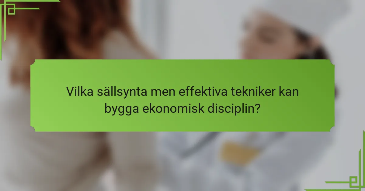 Vilka sällsynta men effektiva tekniker kan bygga ekonomisk disciplin?