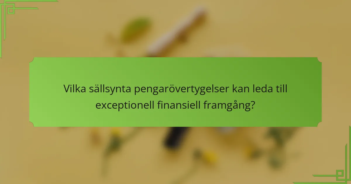 Vilka sällsynta pengarövertygelser kan leda till exceptionell finansiell framgång?