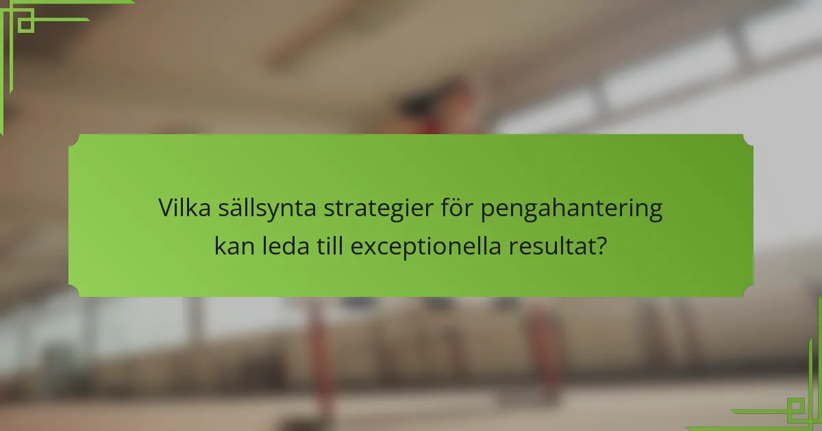 Vilka sällsynta strategier för pengahantering kan leda till exceptionella resultat?