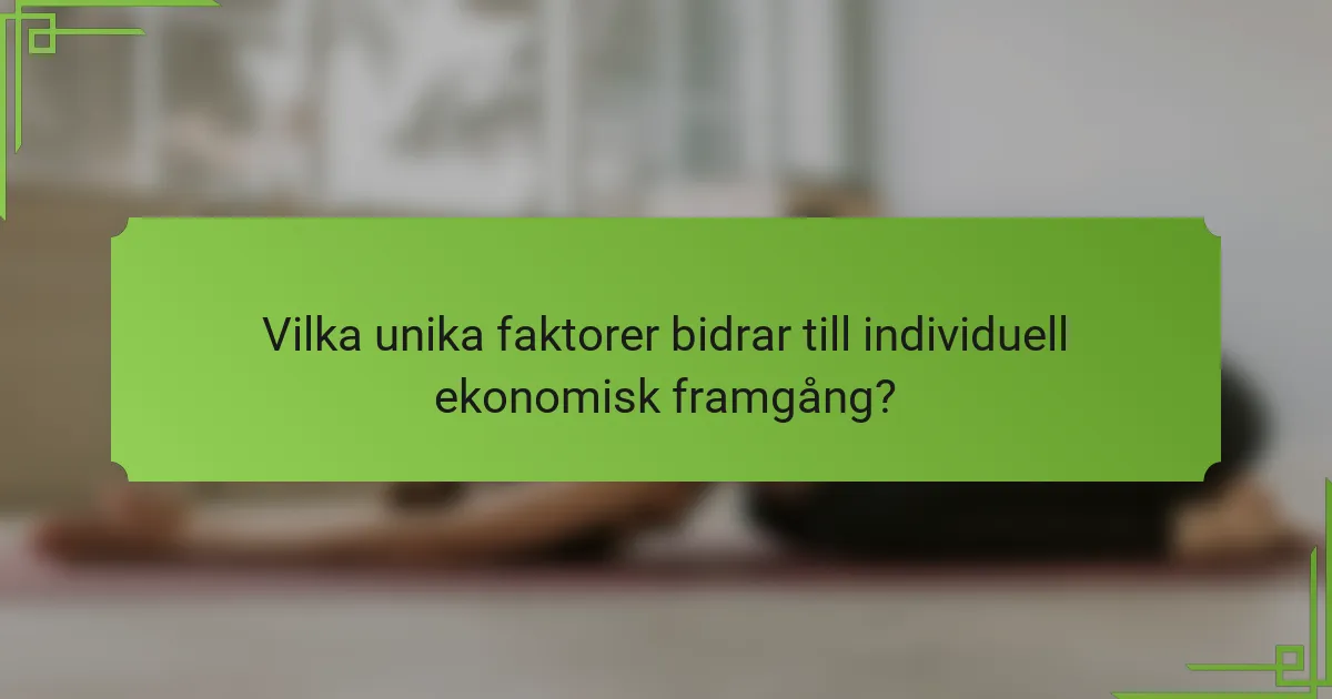 Vilka unika faktorer bidrar till individuell ekonomisk framgång?