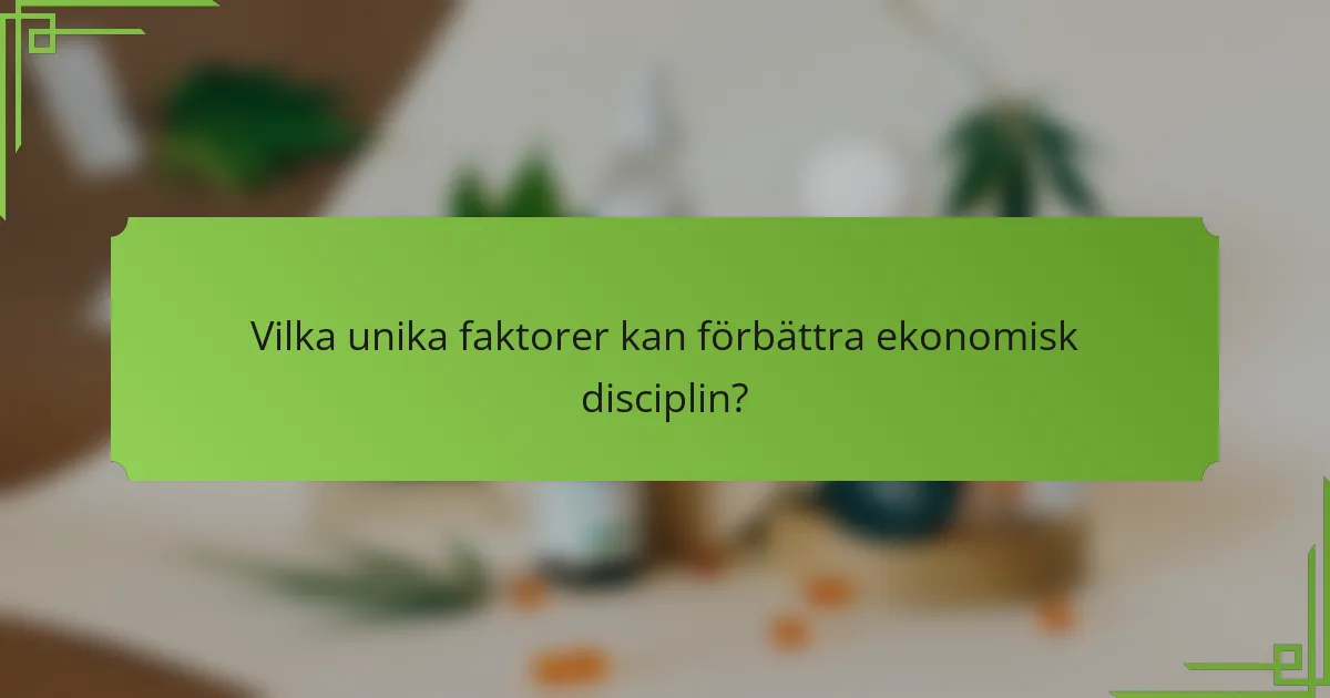 Vilka unika faktorer kan förbättra ekonomisk disciplin?