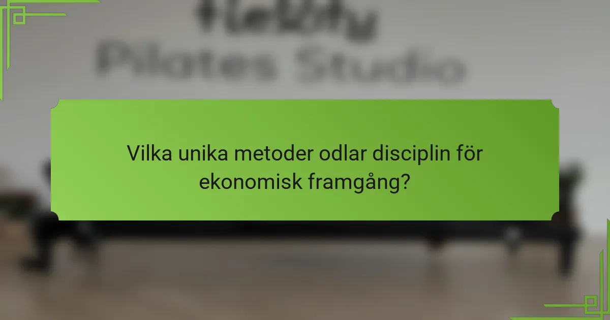 Vilka unika metoder odlar disciplin för ekonomisk framgång?