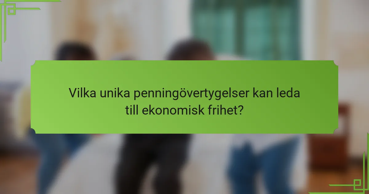 Vilka unika penningövertygelser kan leda till ekonomisk frihet?
