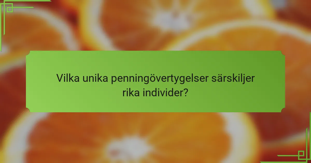 Vilka unika penningövertygelser särskiljer rika individer?