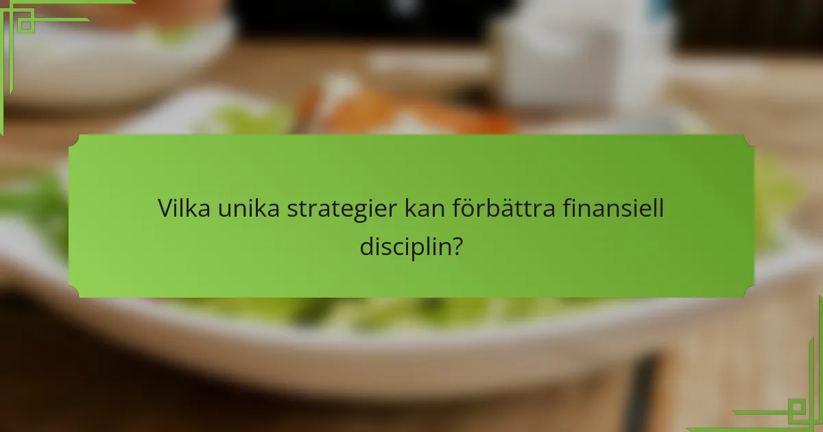 Vilka unika strategier kan förbättra finansiell disciplin?