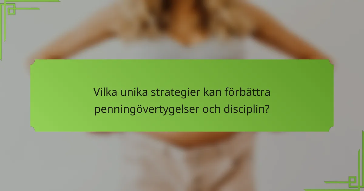 Vilka unika strategier kan förbättra penningövertygelser och disciplin?