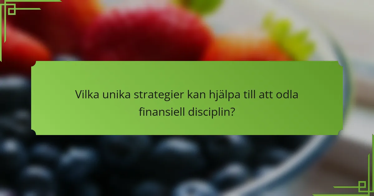 Vilka unika strategier kan hjälpa till att odla finansiell disciplin?
