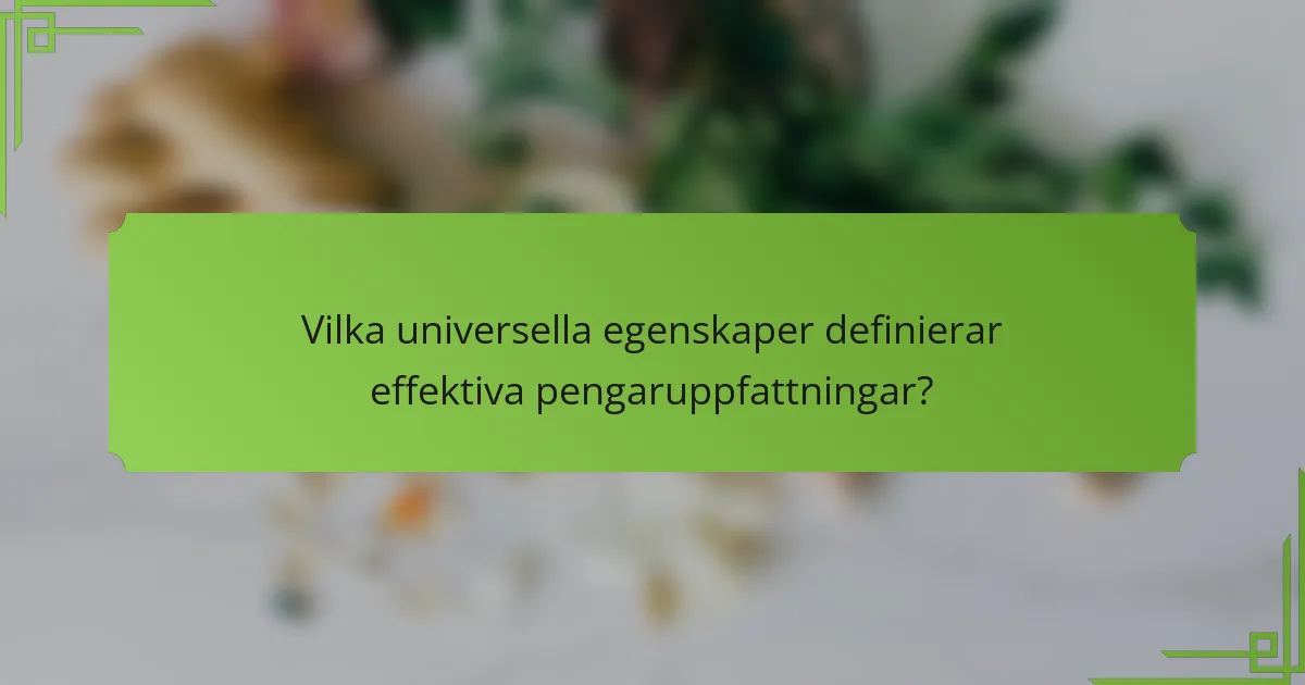 Vilka universella egenskaper definierar effektiva pengaruppfattningar?